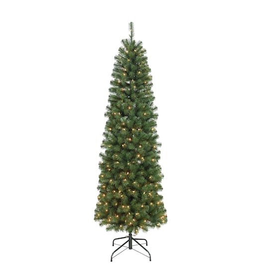 7.5ft Pre-Lit Northern Fir Pencil Artificial Christmas Tree, Clear Lights